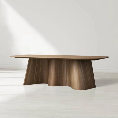 Cortina Rectangular Walnut Wood Dining Table with Sculpted Base