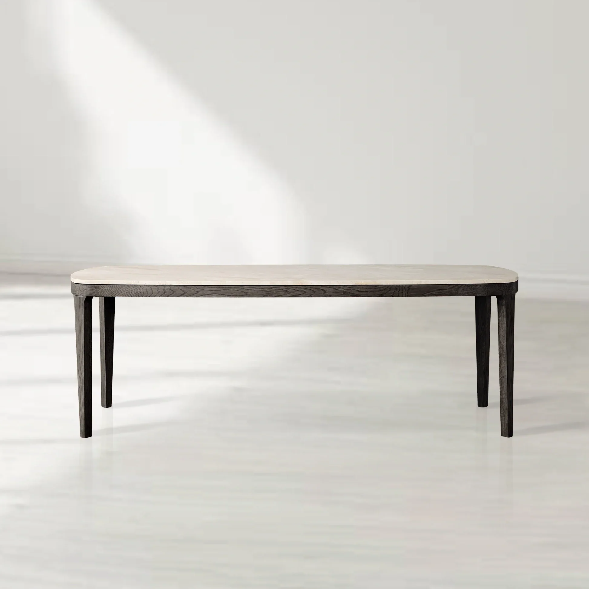 Danny Rectangular Marble Top Dining Table with Oak Wood Base