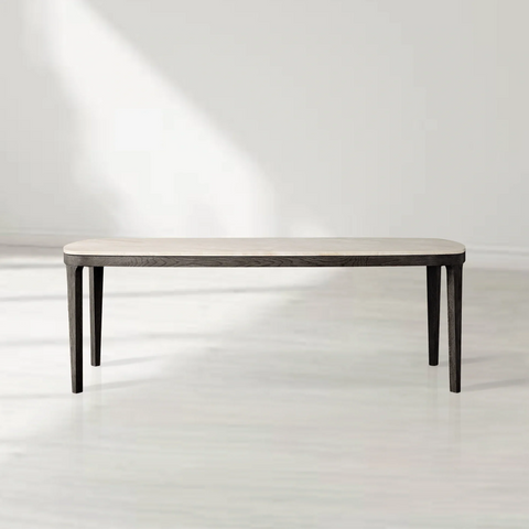 Danny Rectangular Marble Top Dining Table with Oak Wood Base