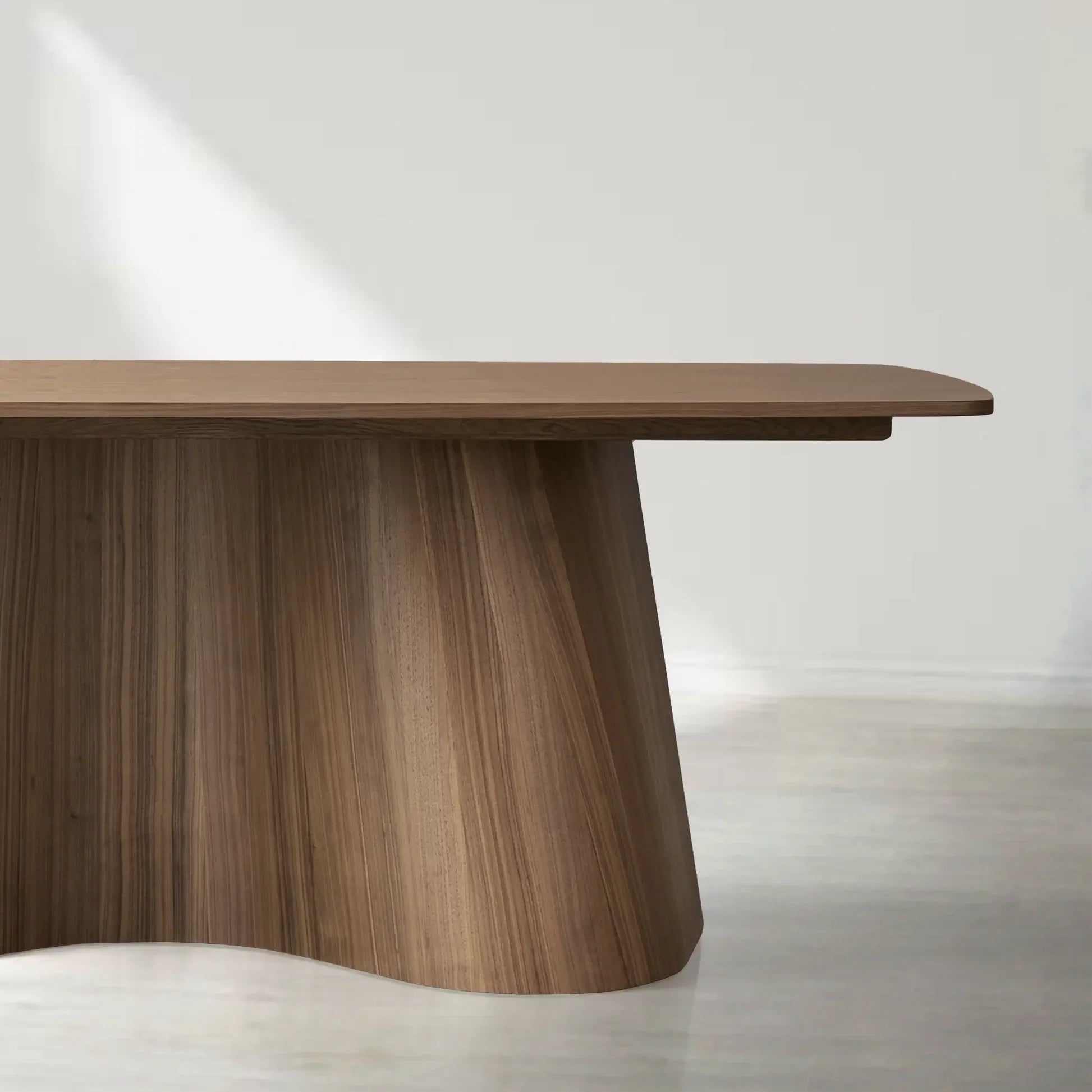 Cortina Rectangular Walnut Wood Dining Table with Sculpted Base