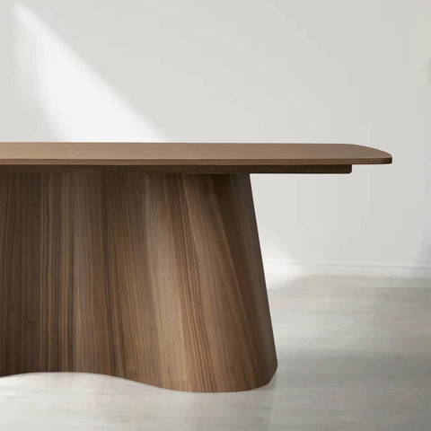 Cortina Rectangular Walnut Wood Dining Table with Sculpted Base