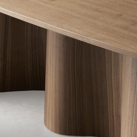 Cortina Rectangular Walnut Wood Dining Table with Sculpted Base