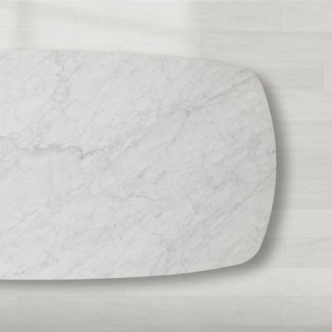 Danny Rectangular Marble Top Dining Table with Oak Wood Base