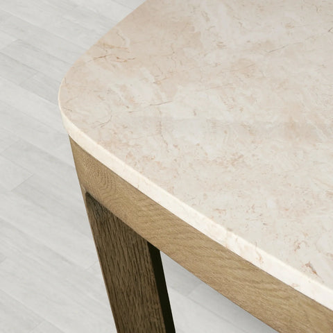 Danny Rectangular Marble Top Dining Table with Oak Wood Base