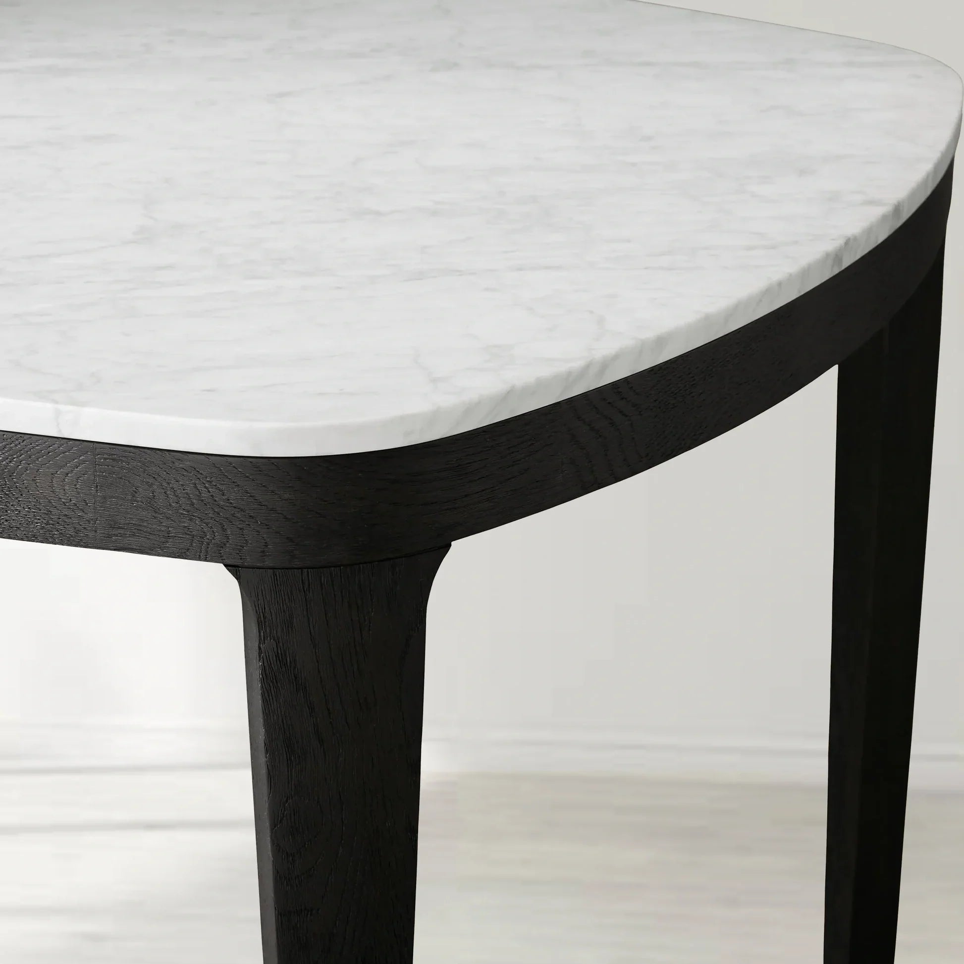 Danny Rectangular Marble Top Dining Table with Oak Wood Base