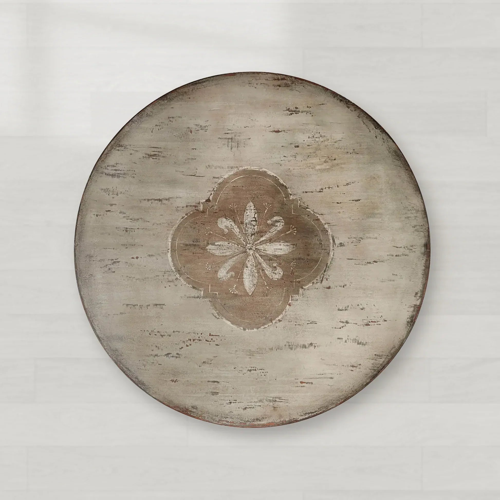Florence Round Solid Wood Dining Table with Hand Painted Details