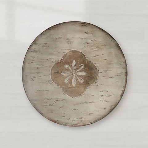 Florence Round Solid Wood Dining Table with Hand Painted Details