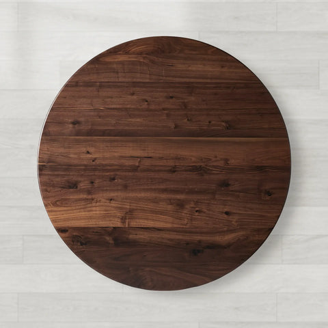 Jacob Round Walnut Wood Dining Table with Sculptural Base