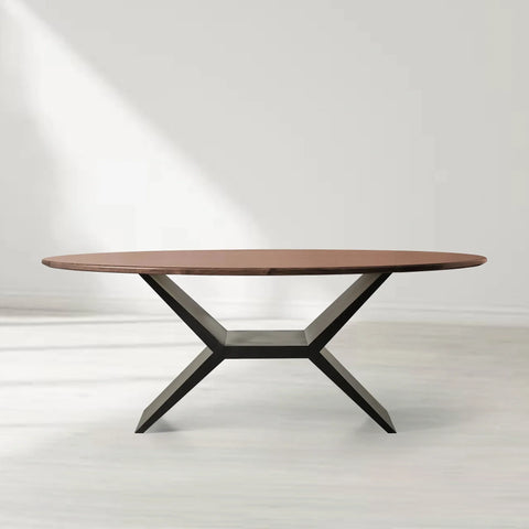 Jacob Oval Wood Dining Table with Vertex Base