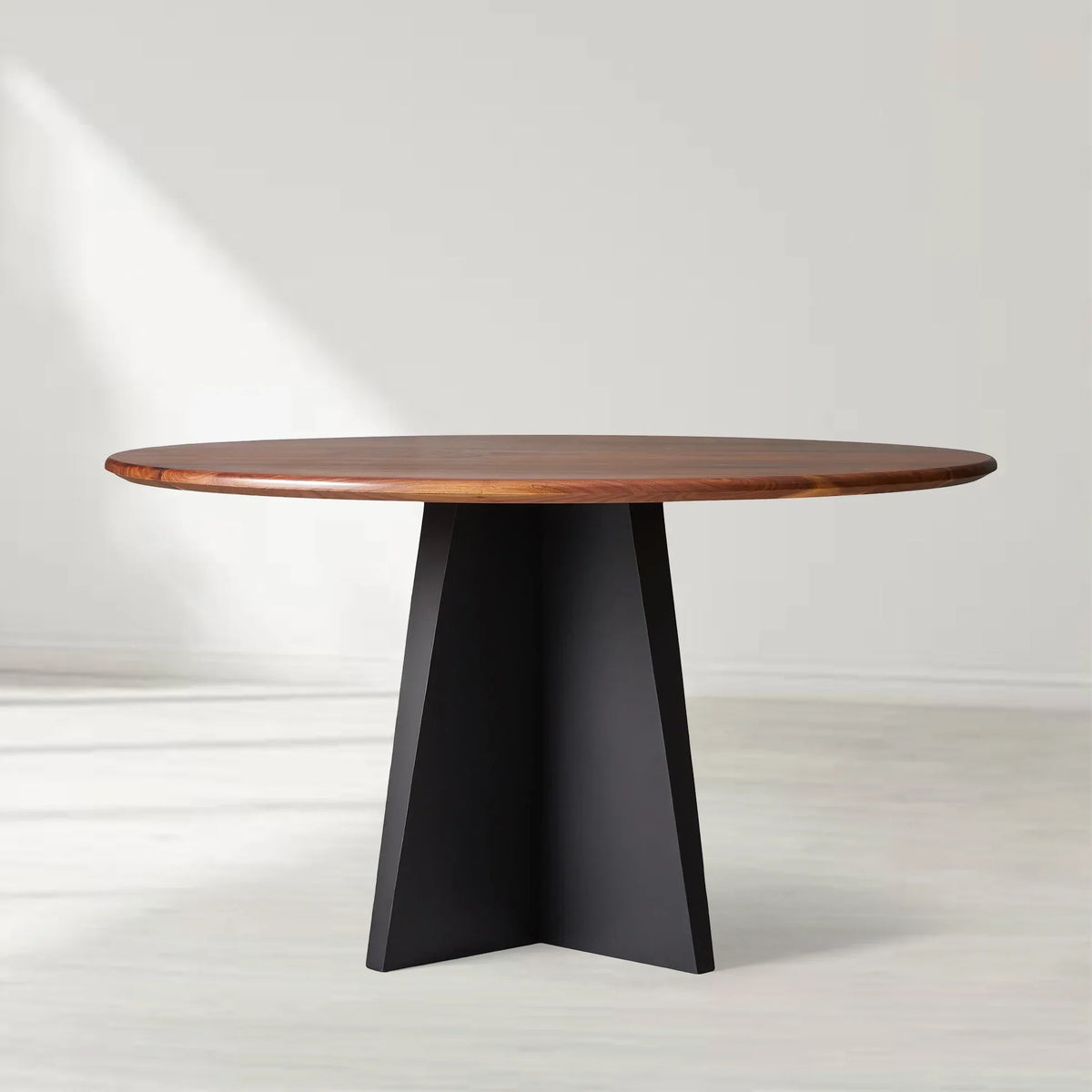 Jacob Round Wood Dining Table with Vertex Base