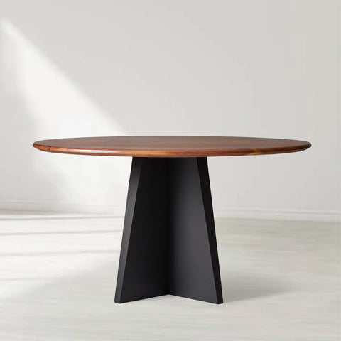 Jacob Round Wood Dining Table with Vertex Base
