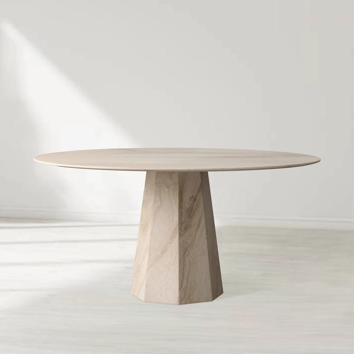 Modena Round Marble Dining Table with Honed Stone Surface