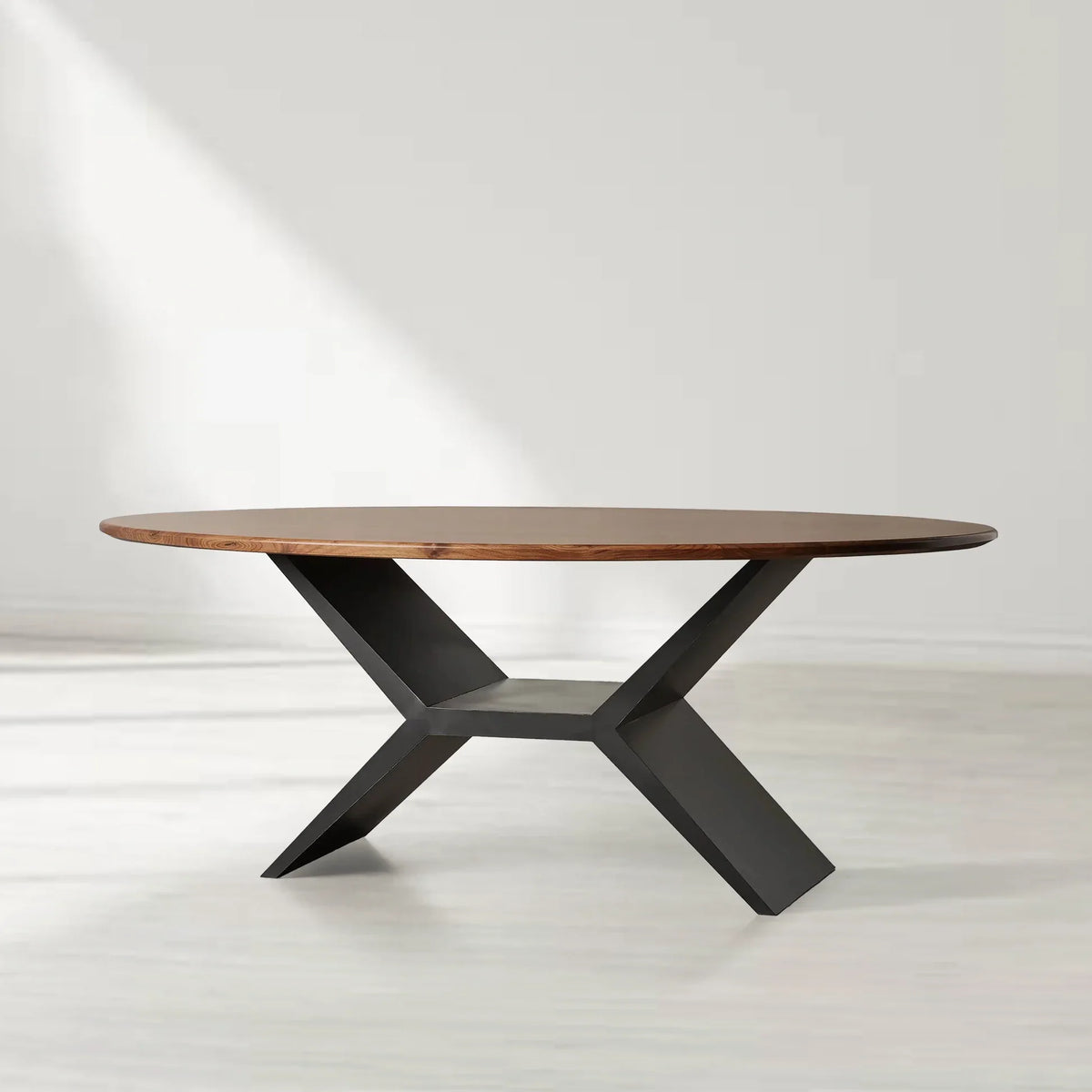 Jacob Oval Wood Dining Table with Vertex Base