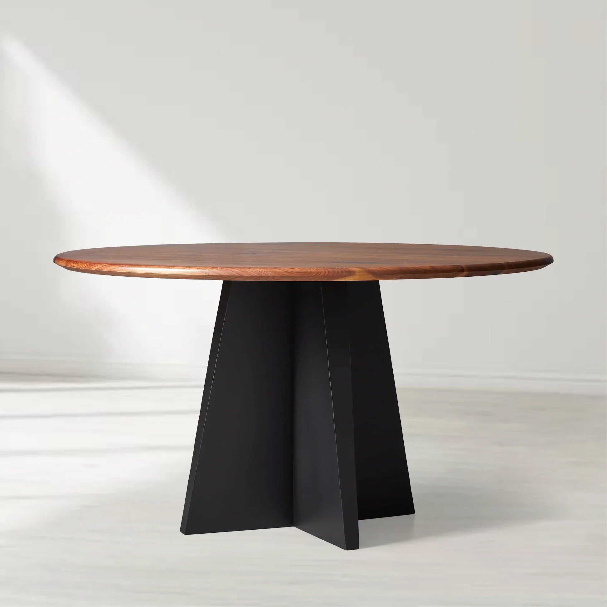 Jacob Round Wood Dining Table with Vertex Base