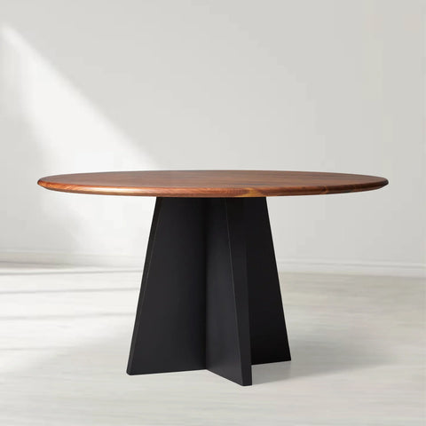 Jacob Round Wood Dining Table with Vertex Base