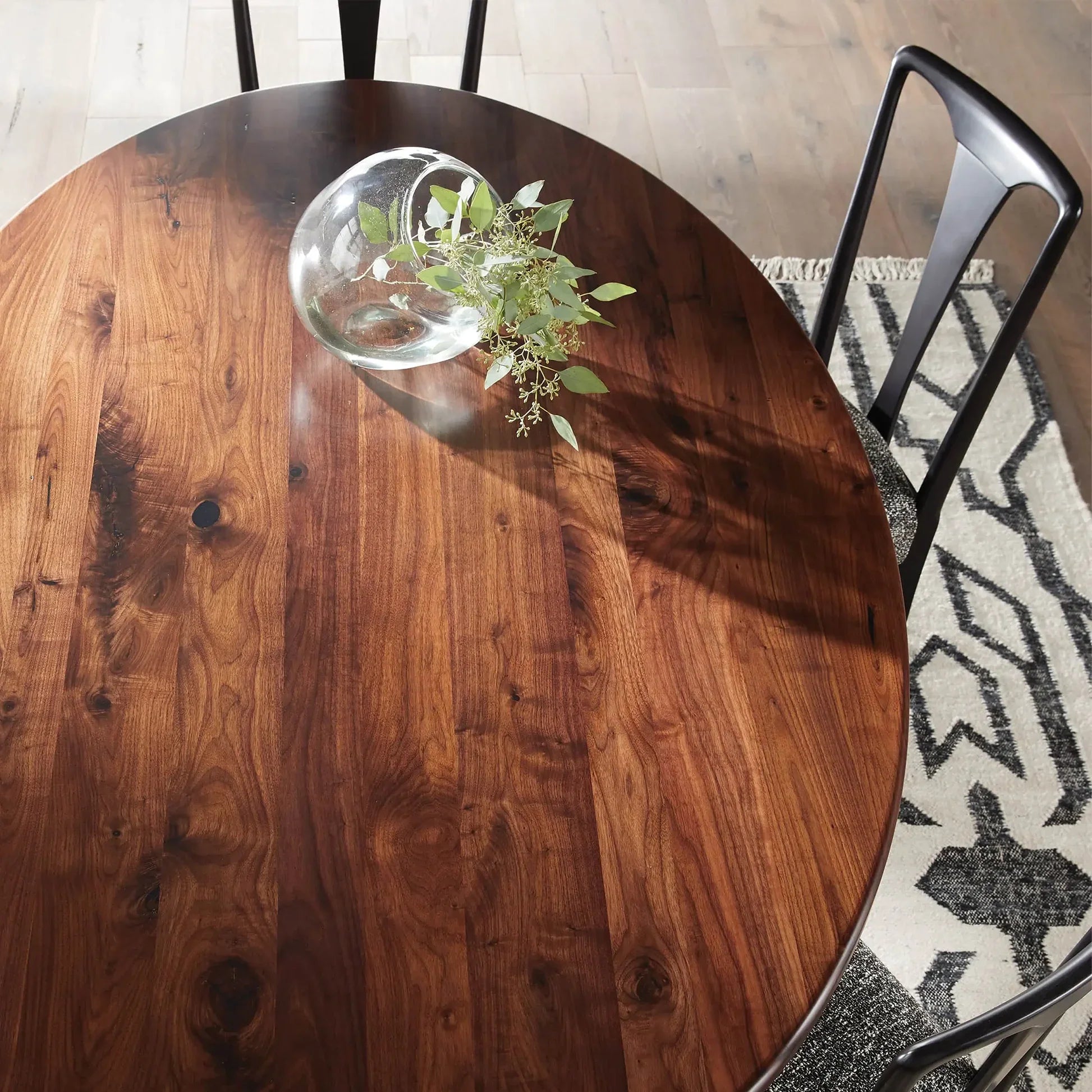 Jacob Oval Wood Dining Table with Vertex Base