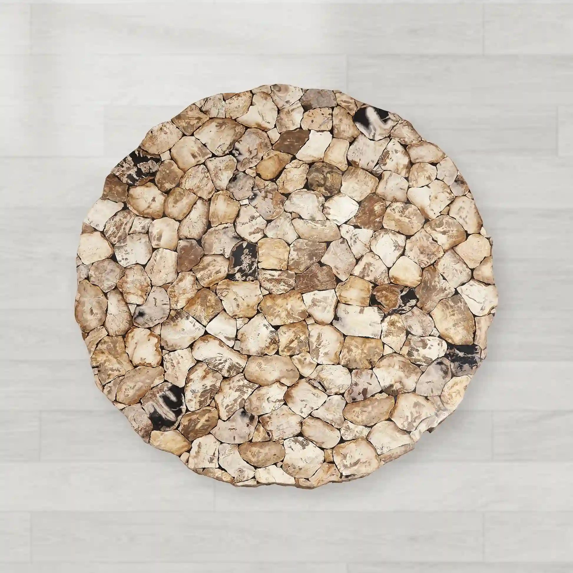 Petra Round Stone Top Dining Table with Artisan Crafted Natural Surfaces