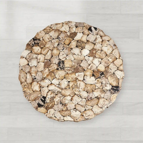 Petra Round Stone Top Dining Table with Artisan Crafted Natural Surfaces