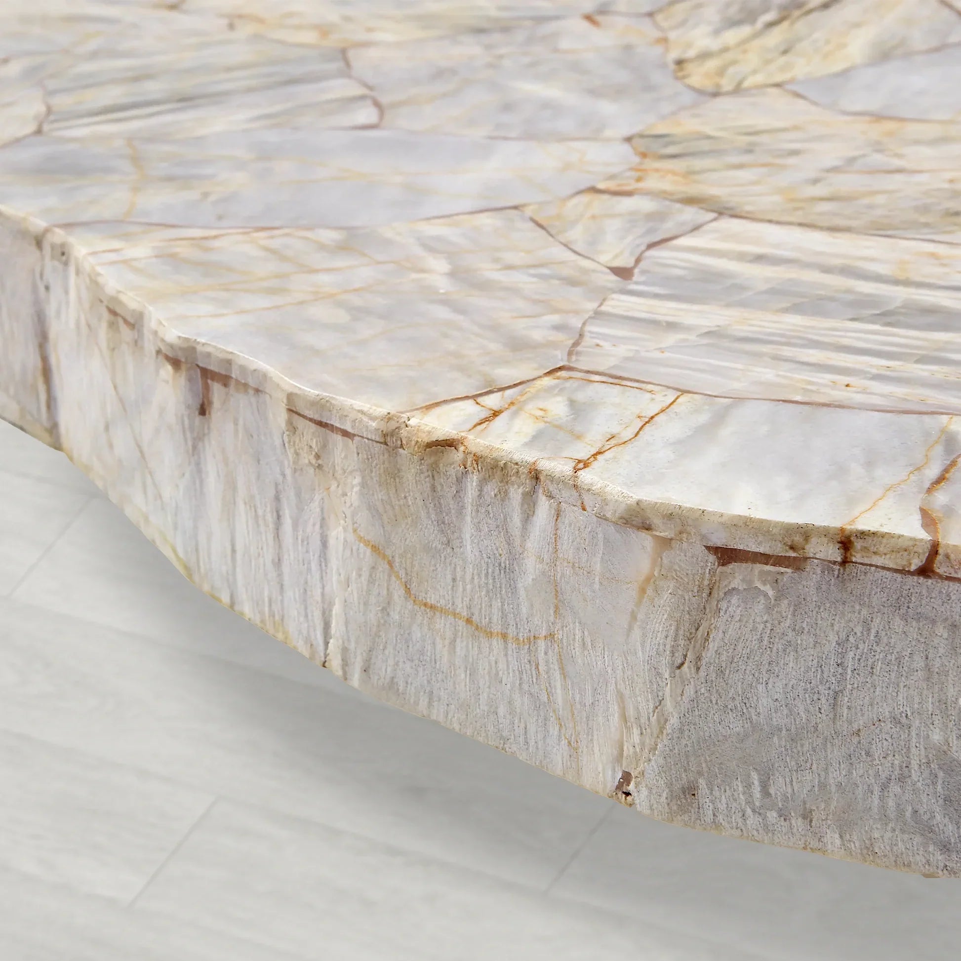 Petra Round Stone Top Dining Table with Artisan Crafted Natural Surfaces