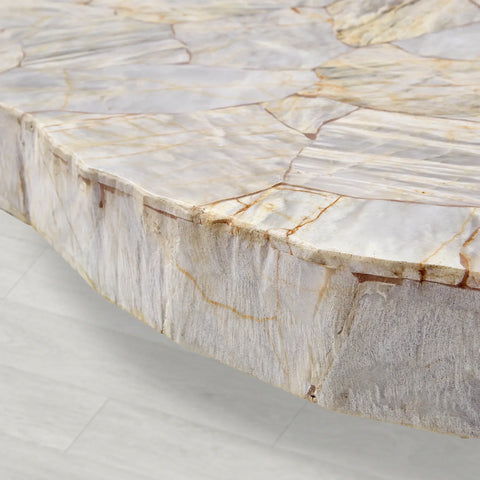 Petra Round Stone Top Dining Table with Artisan Crafted Natural Surfaces