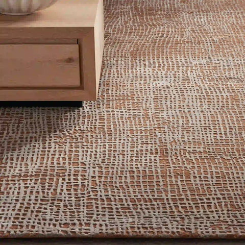 Fostra Modern Hand-Knotted Wool Rayon Area Rug