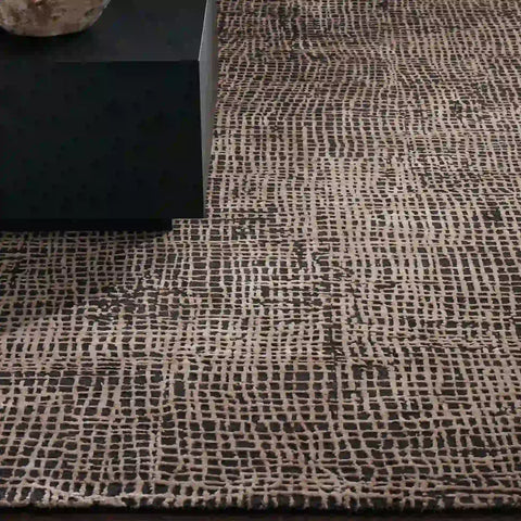Fostra Modern Hand-Knotted Wool Rayon Area Rug