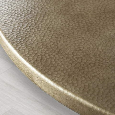 Wade Round Recycled Metal Dining Table with Cast Iron Base