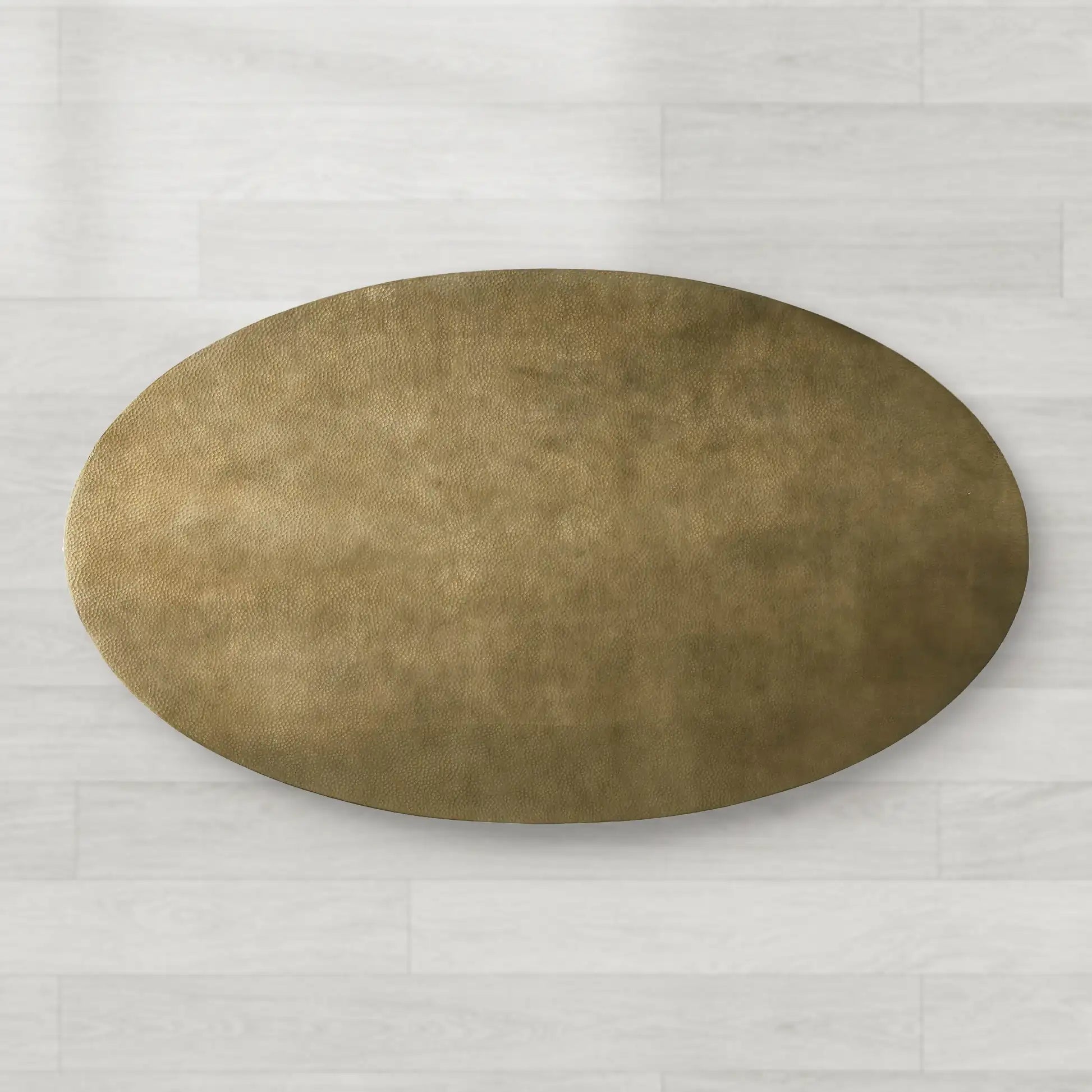 Recycled Metal Oval Dining Table with Sculpted Vertex Iron Base