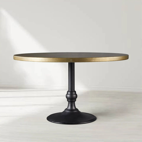 Wade Round Recycled Metal Dining Table with Cast Iron Base