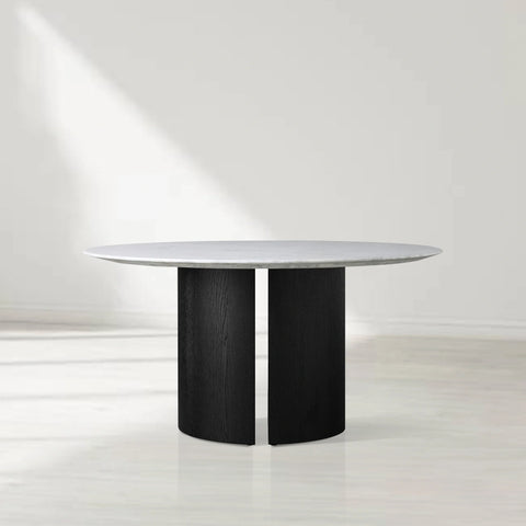 Saint Germain Round Marble Top Dining Table with Dauphine Base