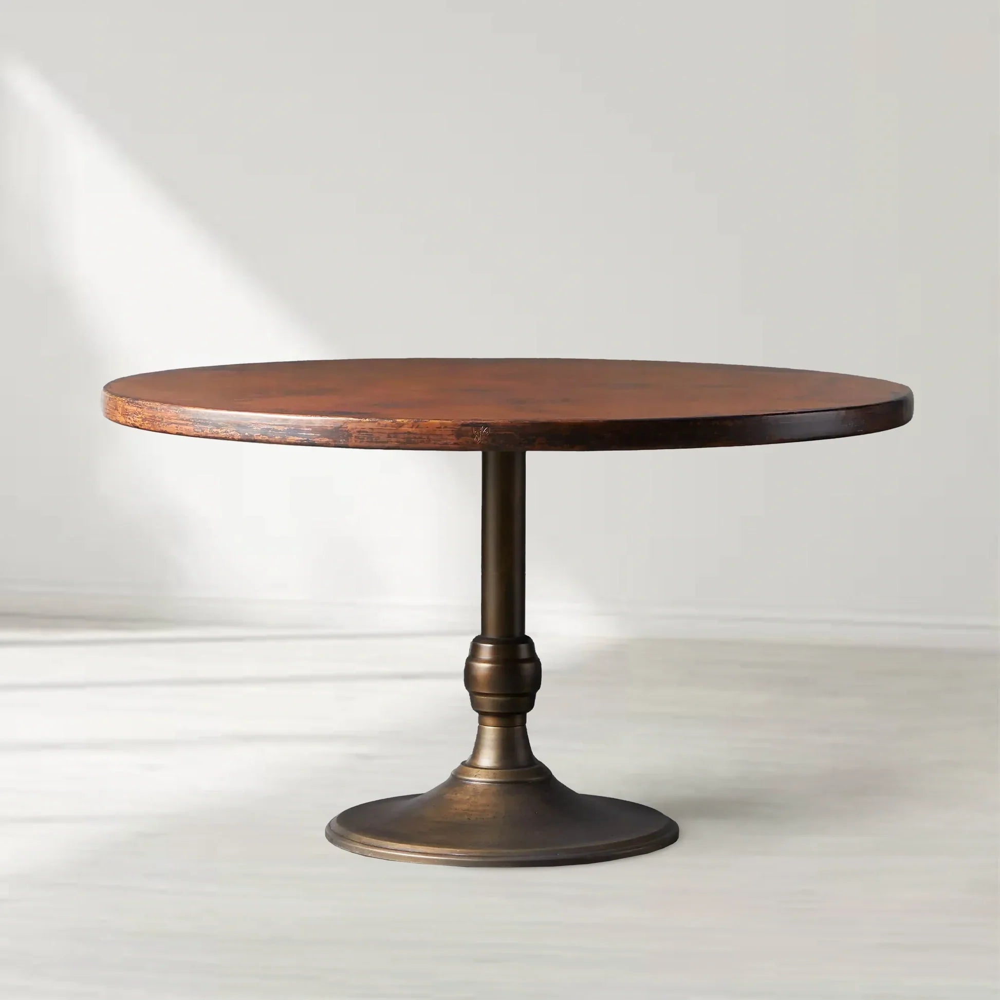 Wade Round Recycled Metal Bistro Table with Cast Iron Base