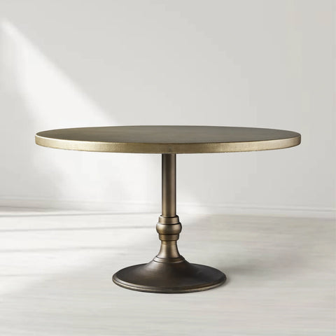 Wade Round Recycled Metal Dining Table with Cast Iron Base