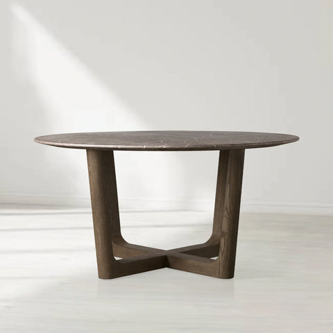 Saint Germain Round Marble Top Dining Table with Rennes Base