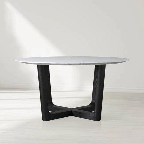 Saint Germain Round Marble Top Dining Table with Rennes Base