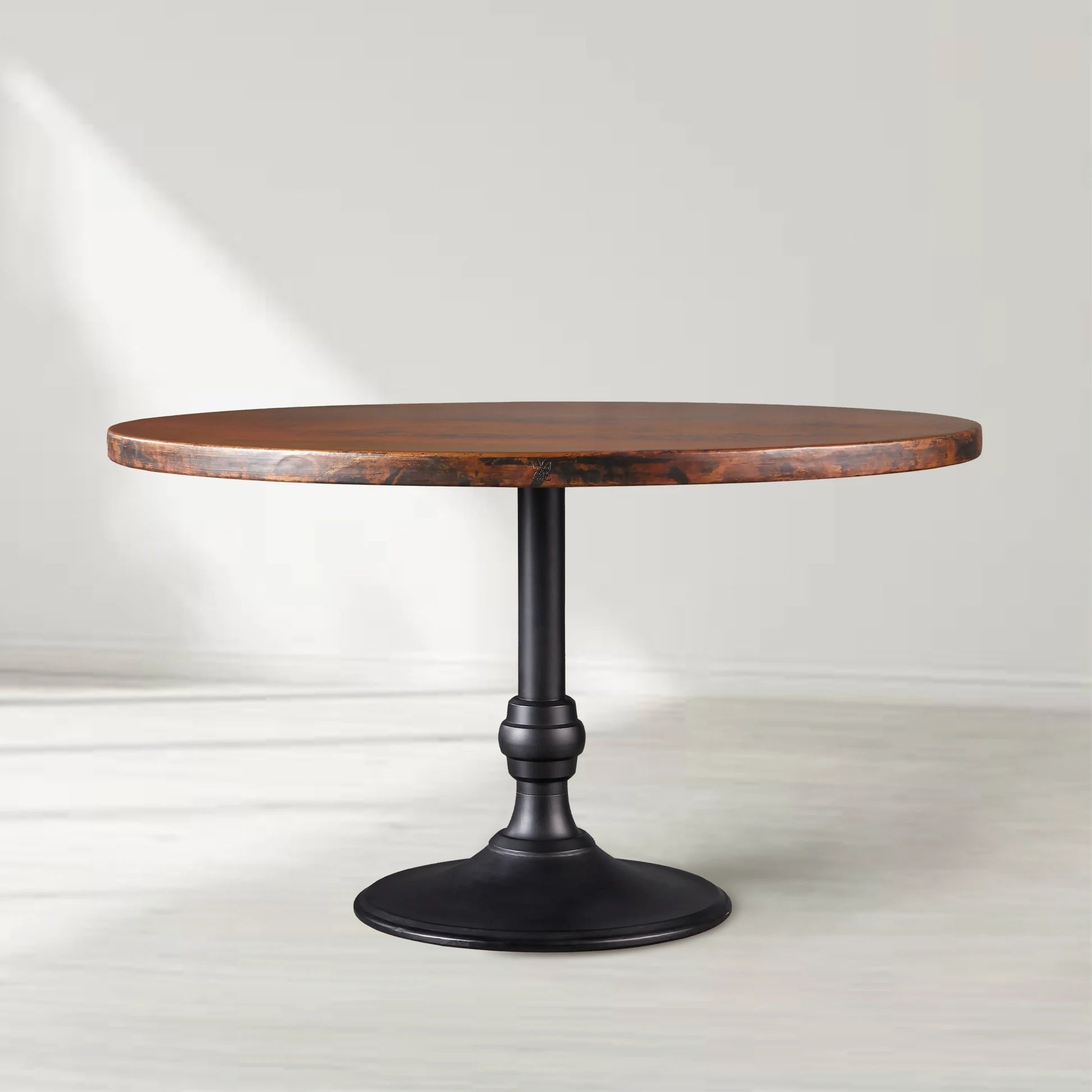 Wade Round Recycled Metal Bistro Table with Cast Iron Base