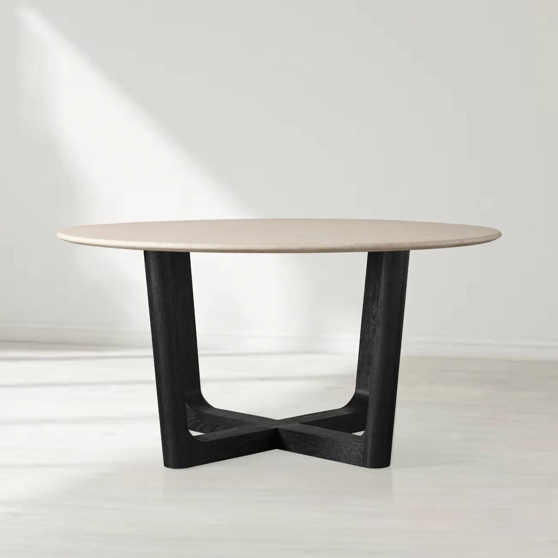Saint Germain Round Marble Top Dining Table with Rennes Base