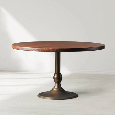 Wade Round Recycled Metal Bistro Table with Cast Iron Base
