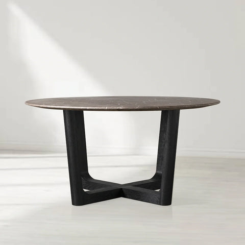 Saint Germain Round Marble Top Dining Table with Rennes Base