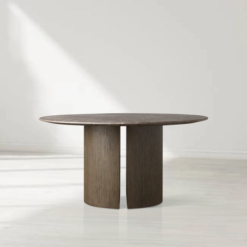 Saint Germain Round Marble Top Dining Table with Dauphine Base
