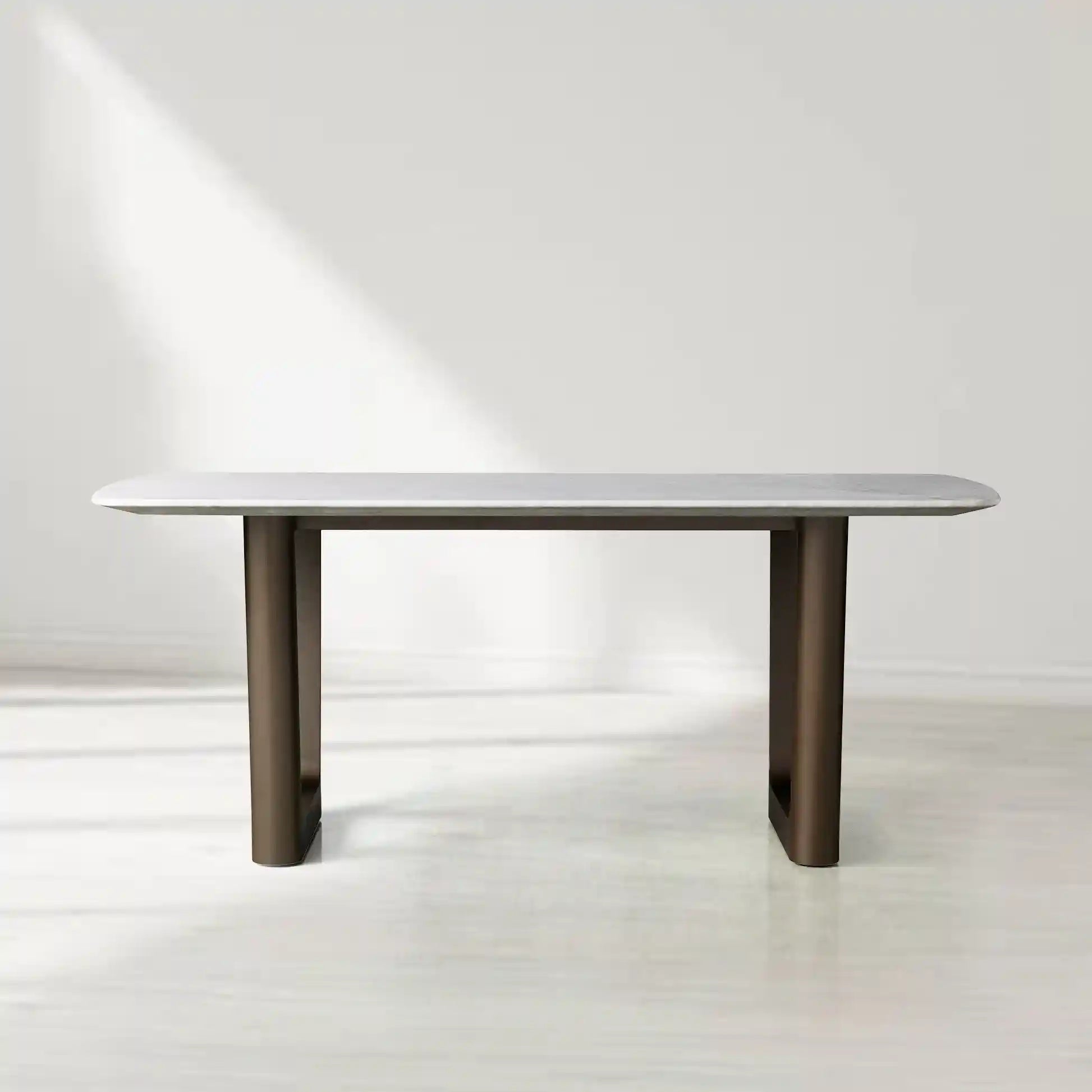 Saint Germain Rectangular Marble Top Dining Table with Rennes Base
