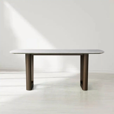 Saint Germain Rectangular Marble Top Dining Table with Rennes Base