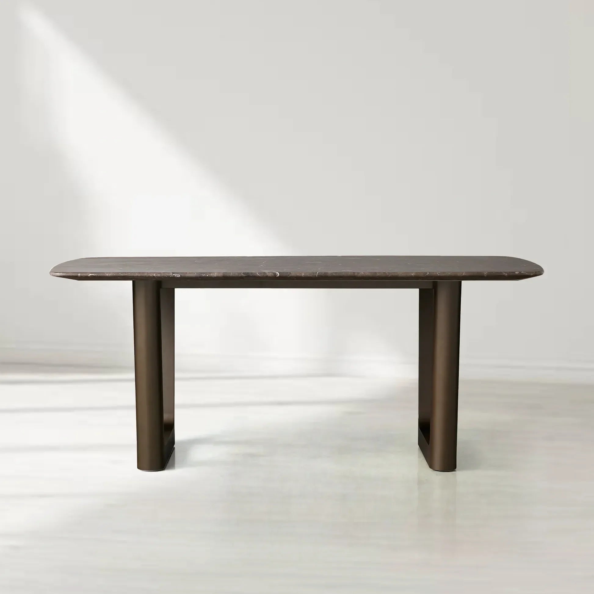 Saint Germain Rectangular Marble Top Dining Table with Rennes Base