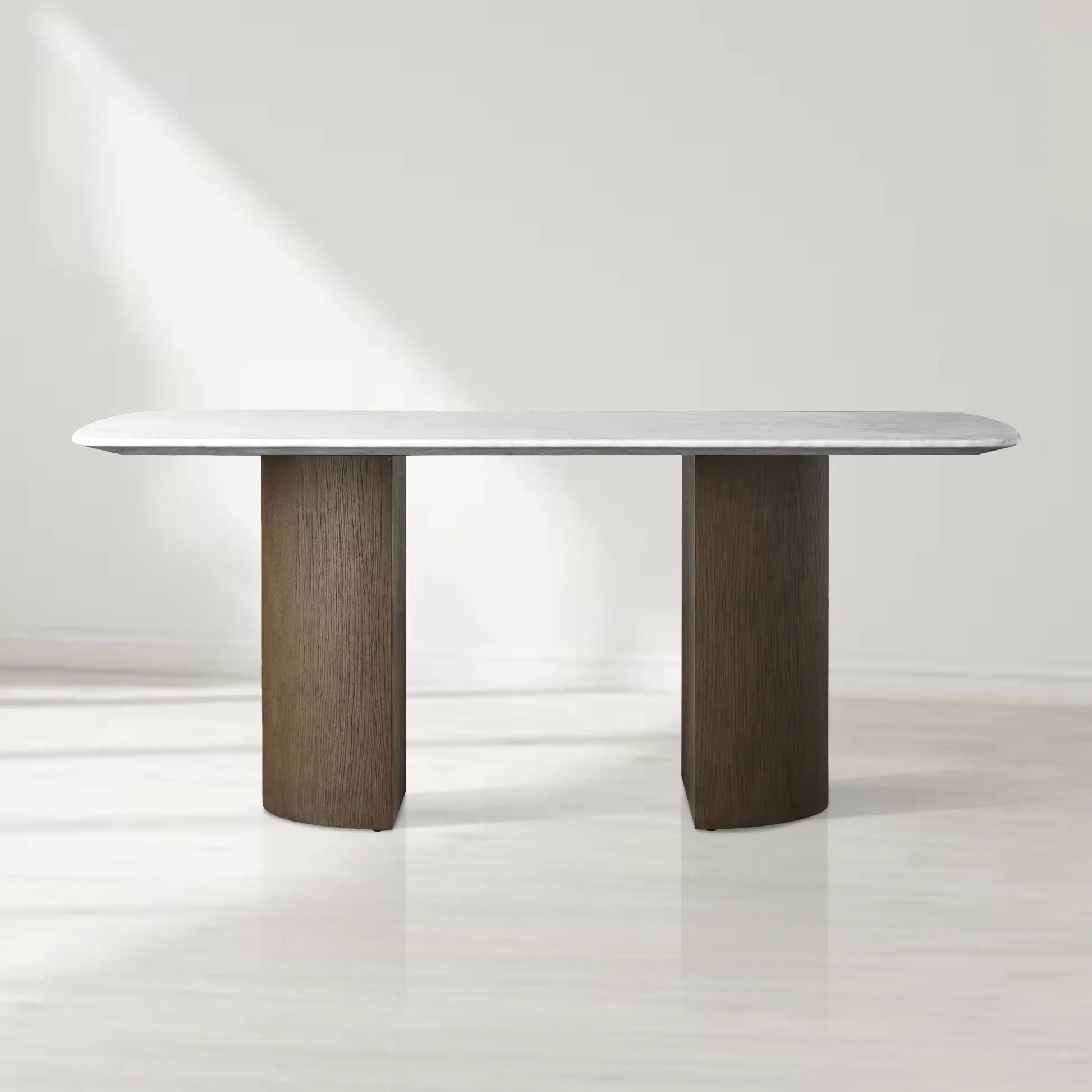 Saint Germain Rectangular Marble Top Dining Table with Dauphine Base