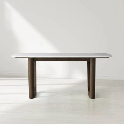 Saint Germain Rectangular Marble Top Dining Table with Rennes Base