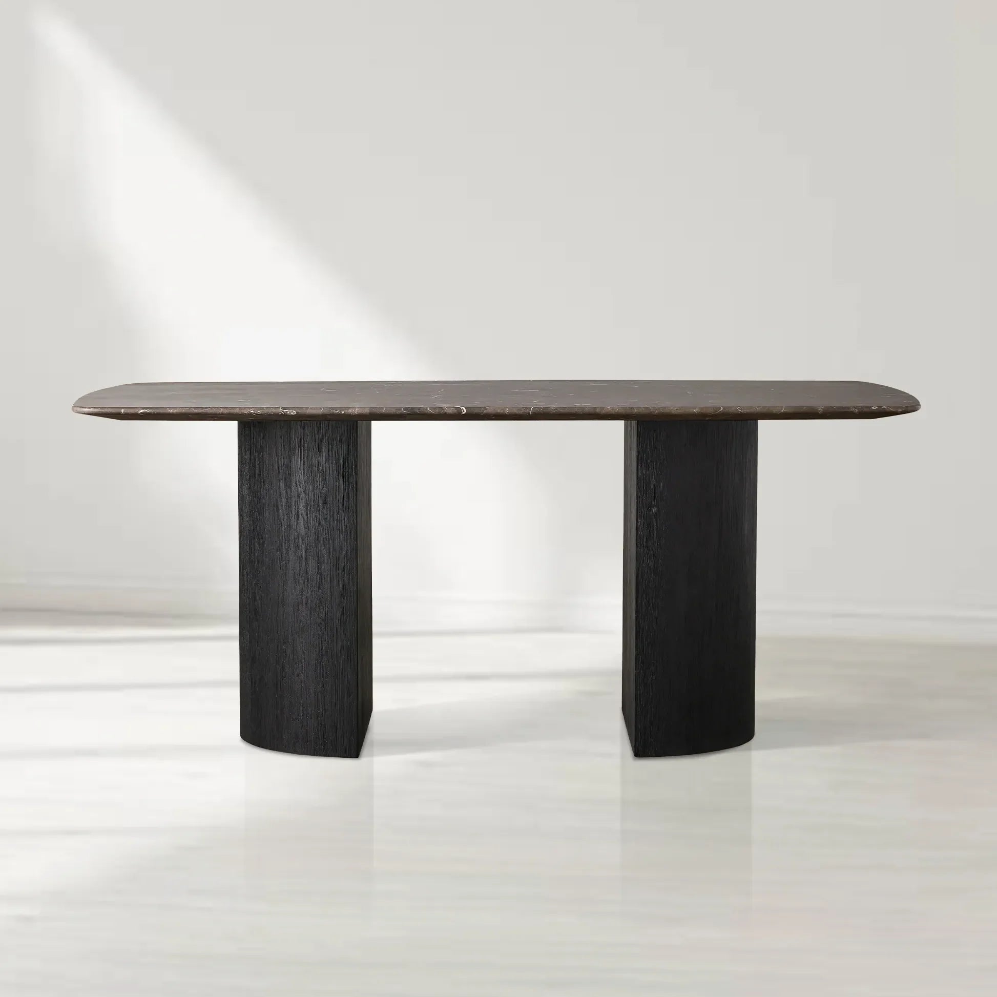 Saint Germain Rectangular Marble Top Dining Table with Dauphine Base