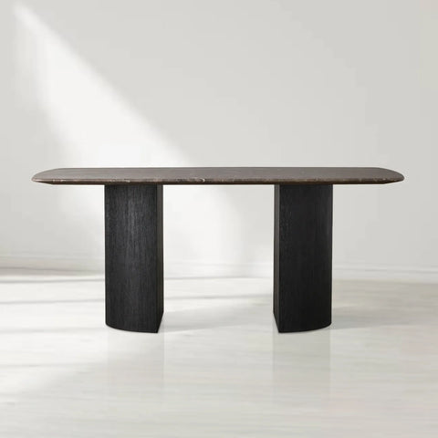 Saint Germain Rectangular Marble Top Dining Table with Dauphine Base