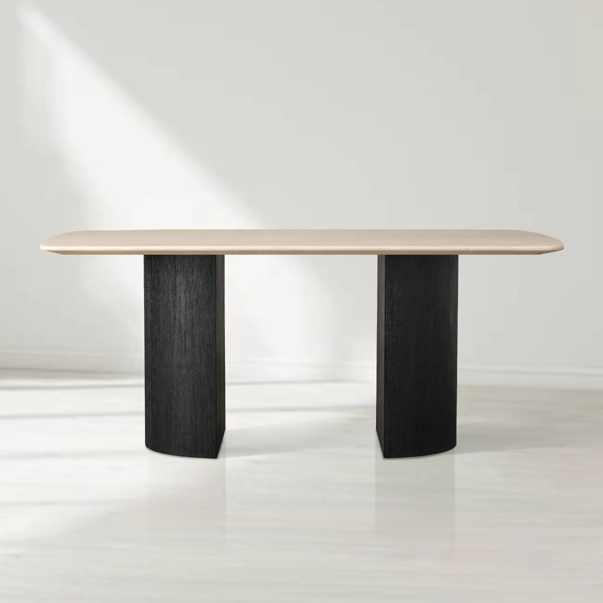 Saint Germain Rectangular Marble Top Dining Table with Dauphine Base
