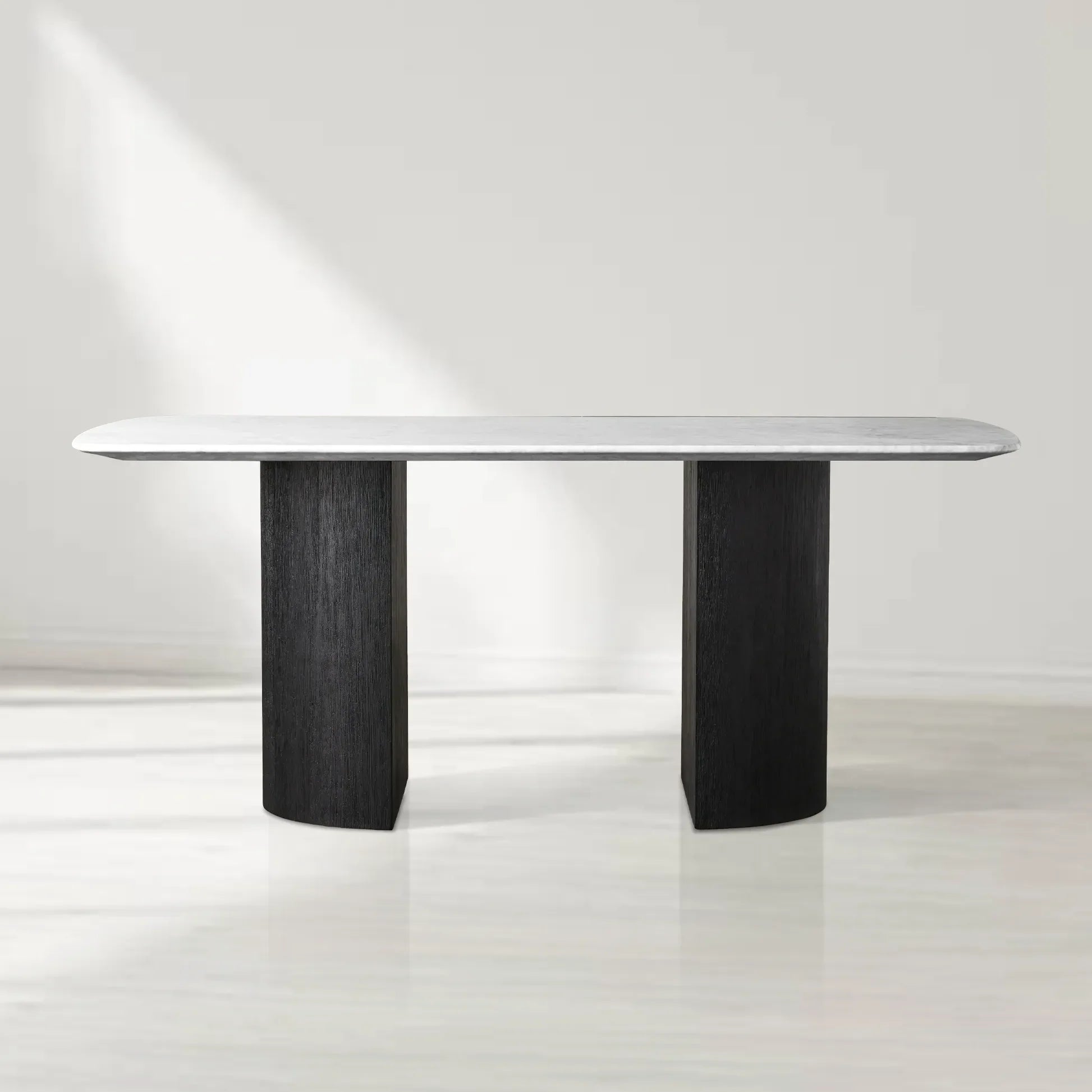 Saint Germain Rectangular Marble Top Dining Table with Dauphine Base
