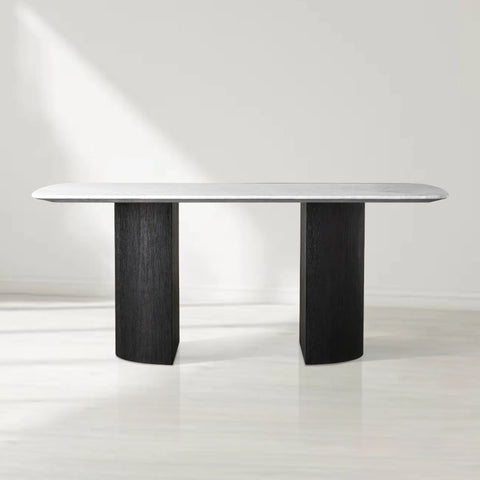 Saint Germain Rectangular Marble Top Dining Table with Dauphine Base