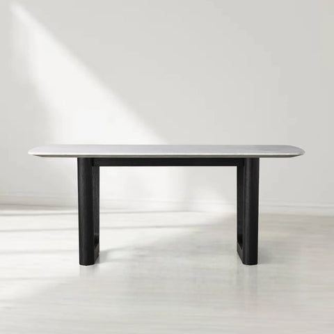Saint Germain Rectangular Marble Top Dining Table with Rennes Base